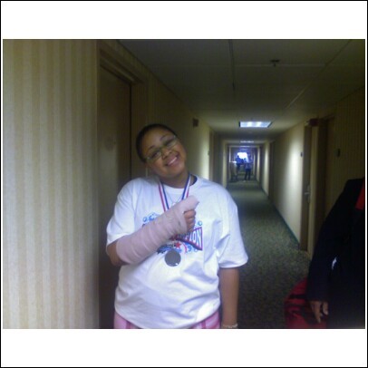 Tia after the competition in the hotel