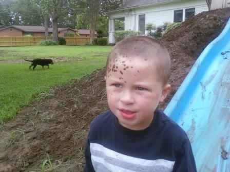 My grandson likes the mud