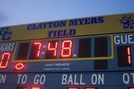 Scoreboard With Dedication to Coach Myers