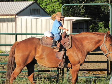 Dylan riding Scout