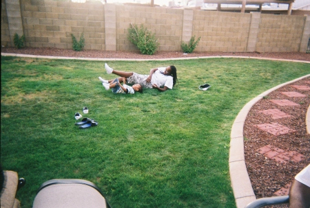 Me and Justin in mom's yard