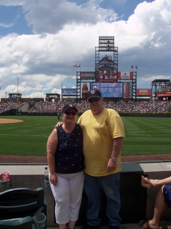 me and my wife at a Rockies game.
