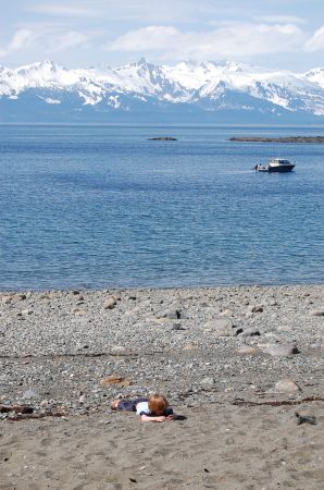 Noah at the beach . .  Our Alaskan beach . . .