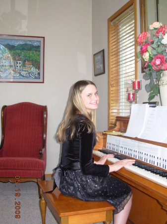 Haley at the piano before receital