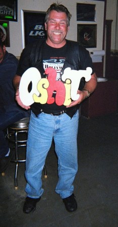 Mark buzzed up at the bar on the bike trip