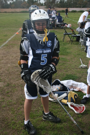 Jules All Suited up for a Lacrosse Game