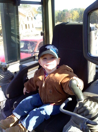 Anthony with his first sandbox toy