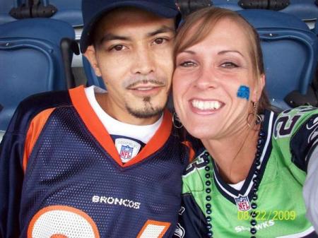 Me and my baby at a Seahawks vs. Broncos game