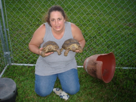 Lori with our turtles