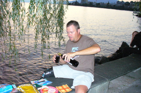 me enjoying a bottle of wine in Geneva, Switz