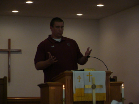 TJ Speaking at a youth Church service