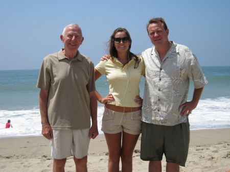 Dad, daughter, & I Santa Monica beach July 08