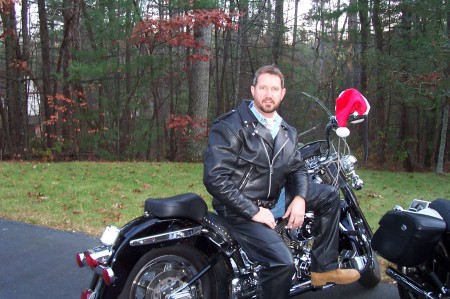 A Christmas pic of me and the Harley Heritage