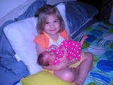 Leighton & big sister Kaeli at home.