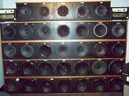 Wall of different speakers