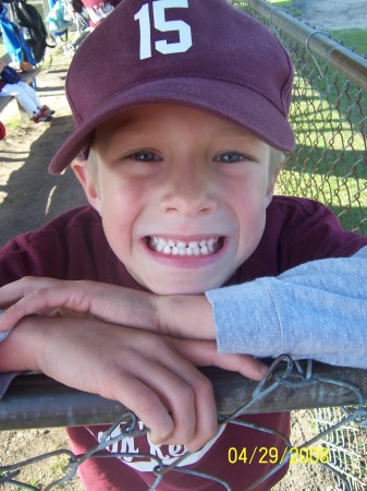 My son James at a tball game