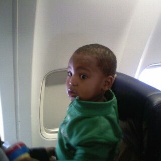 My grandson's first airplane ride.