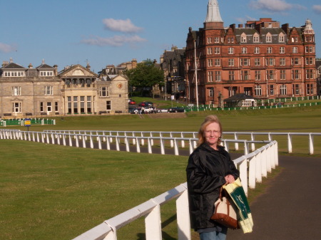 Barb at St Andrews on Our Trip to Scotland
