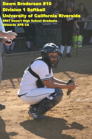 Dawn Brodersen Catching for UCR