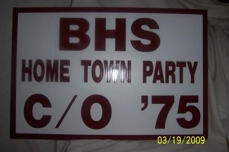 BHS Home Town Party Sign