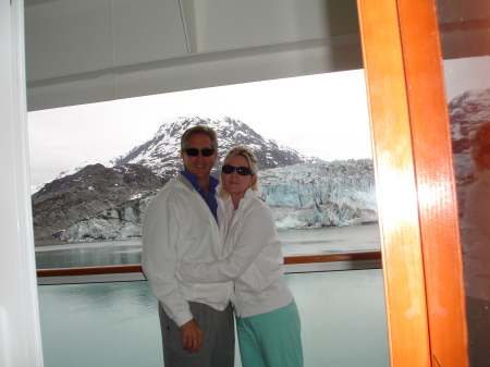 Randy and I on our balcony - Alaska cruise