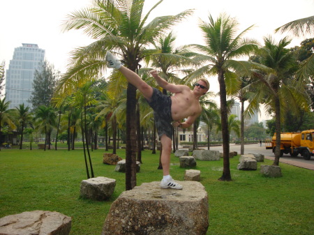 In Bangkok park working out one day