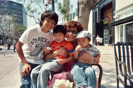 Jovi, Jaden and Justin with Nana