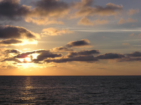 Sunset on boat