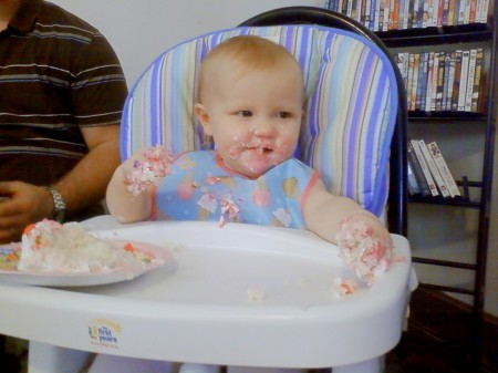 Granddaughters 1st birthday. She had a ball!