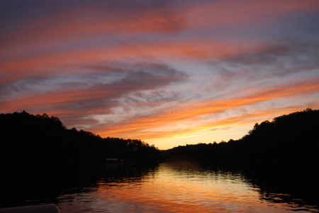 Sunset at our lake home in Alaba