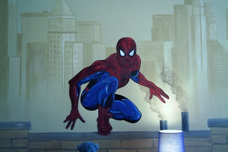 Spiderman over Cincinnati mural I painted