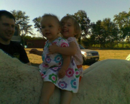 Amelia and Josephine on my horse.