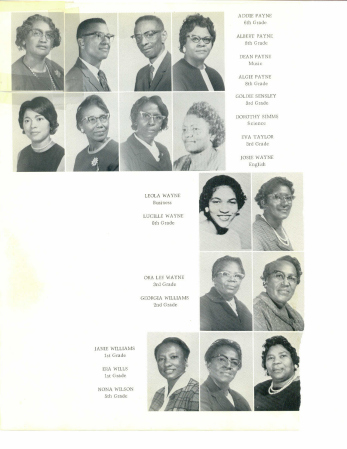 Teachers at Eastside for 1959 to 1964