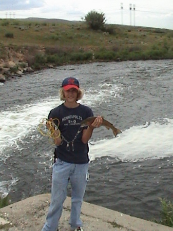 my son Hunter with his trout July '08