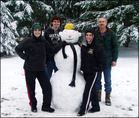 Snowman with kids