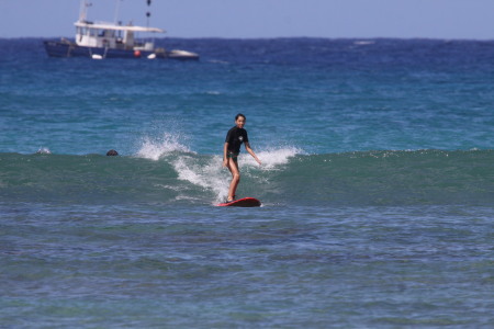 Emily surfing Waikiki, 9-09