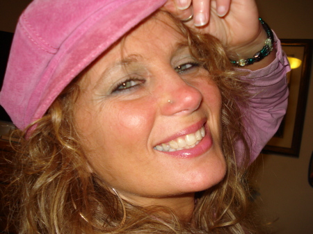 My pink leather hat and a smile