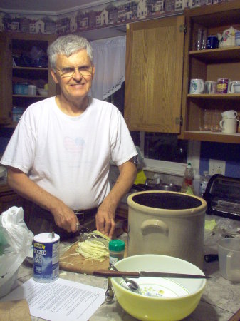 Making homemade sauerkraut 2007