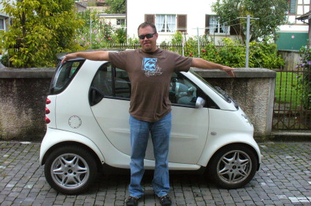 me measuring the smart car in Germany