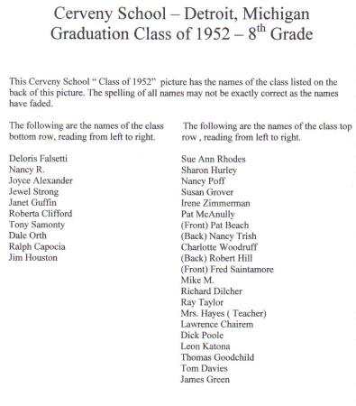 Names in Picture Class of 1952