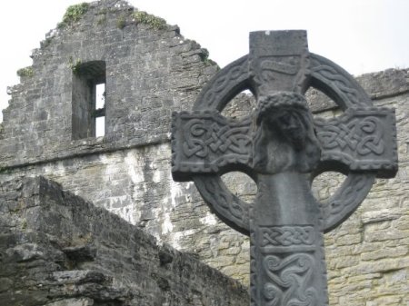 Celtic Cross at Monastic Ruins in Ireland