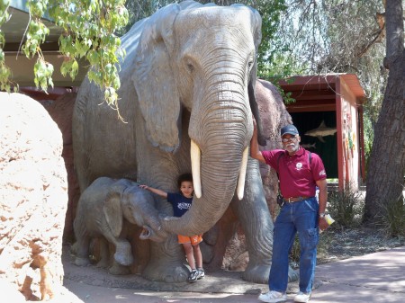 Papa & Diallo at the Elephant statue.