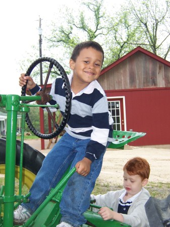 braedon and patrick at the farm