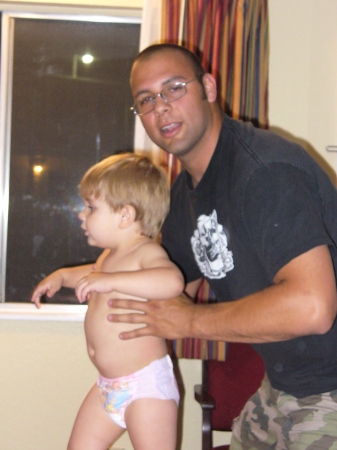 Son, Derek with his son; Sean Oliver Lopez