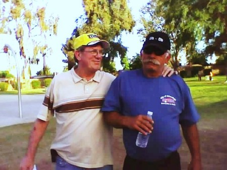 Me amd John at a base ball game.