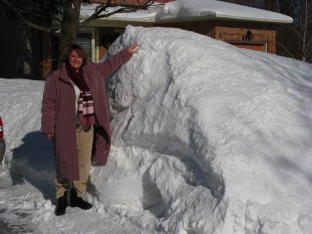 mid-winter snow pile in driveway