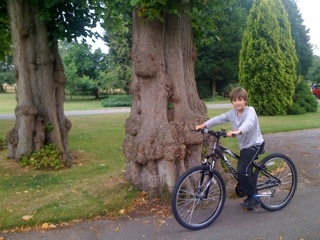 Conal on his bike at home