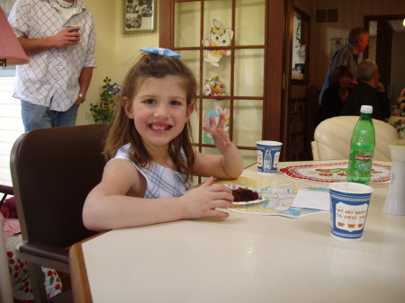 Taylor with chocolate cake