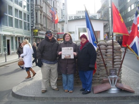 Parents and sister at Check Point Charlie, Ber