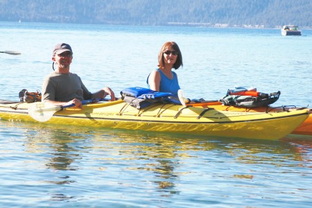 Kayaking on Lake Tahoe, with wife of 33 yrs
